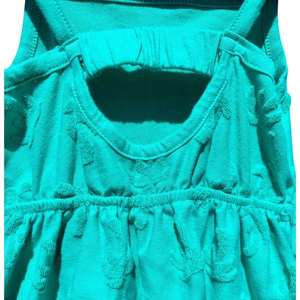 Terry Cloth‎ Sundress Kids 3T Teal Palm Tree Cutout Pocket EXCELLENT CONDITION